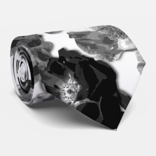 Gravata Rosas de Sangue Preto e Branco Grande