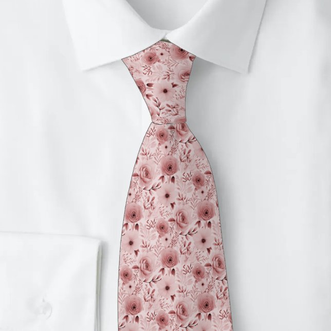 Gravata Rosas e Pensamentos Rosa Empoeirado (Criador carregado)