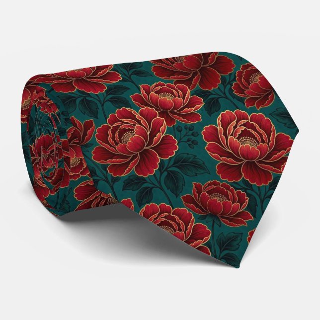Gravata Rosas Falso Seda | Tom Joia + Cavalheiro Dourado (Rolled)