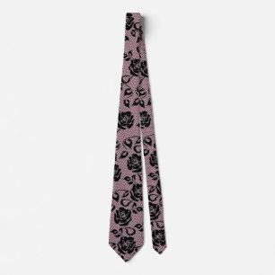 Gravata Rosas Negras Negras Lace Pescoço Elegante