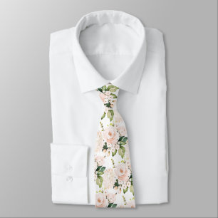 Gravata Rosas Peônias Hortênsias Blush Aquarela