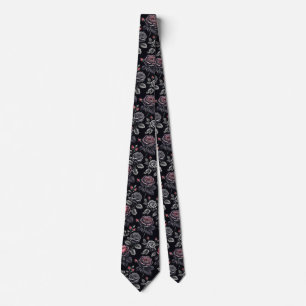 Gravata Rosas Preto Rosa