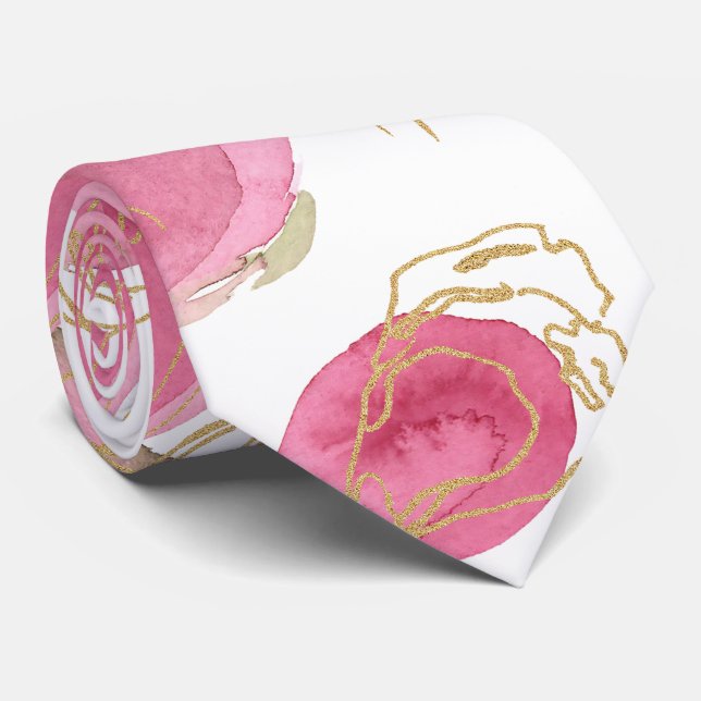 Gravata Rosas rosadas (Rolled)