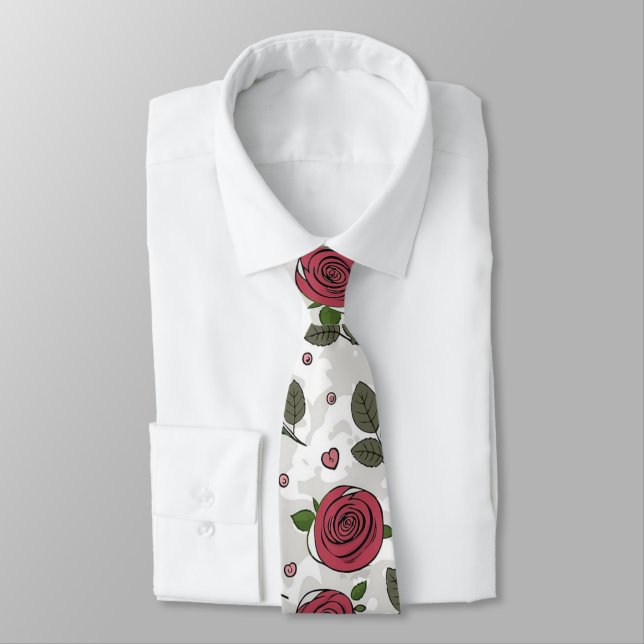 Gravata Rosas Vermelhas  (Amarrado)
