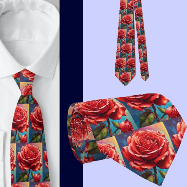Gravata Rosas vermelhas Arco-Íris Incríveis Coletor Formal (Criador carregado)