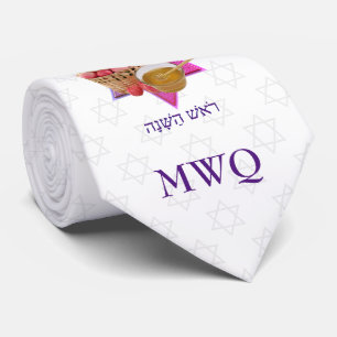 Gravata ROSH HASHANAH, Coluna Branca De Monograma