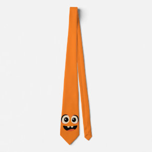 Gravata Rosto Laranja Ofício - Design de Cartoon Engraçado
