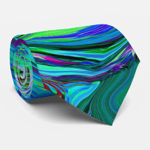 Gravata Rotação Abstrato Retro Verde e Azul