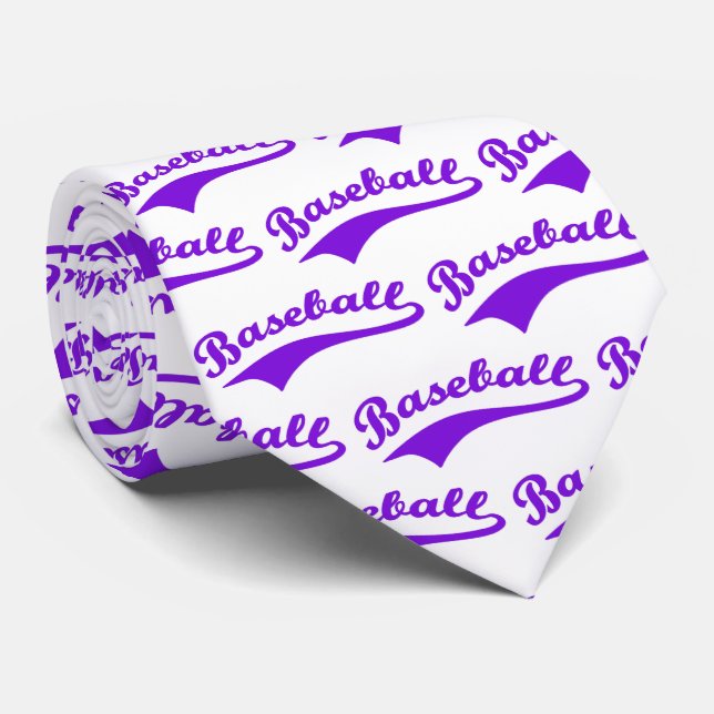 Gravata Roteiro De Baseball Em Roxo (Rolled)