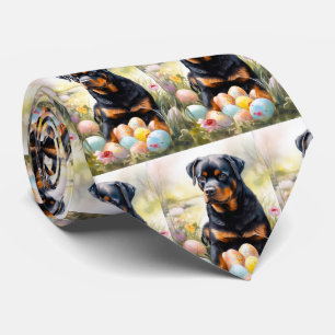 Gravata Rottweiler Dog com Feriado de Ovos de Páscoa