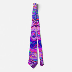 Gravata Roxo e Laranja Retro Abstrato Groovy Swirl