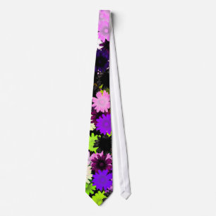Gravata Roxo e limão florais