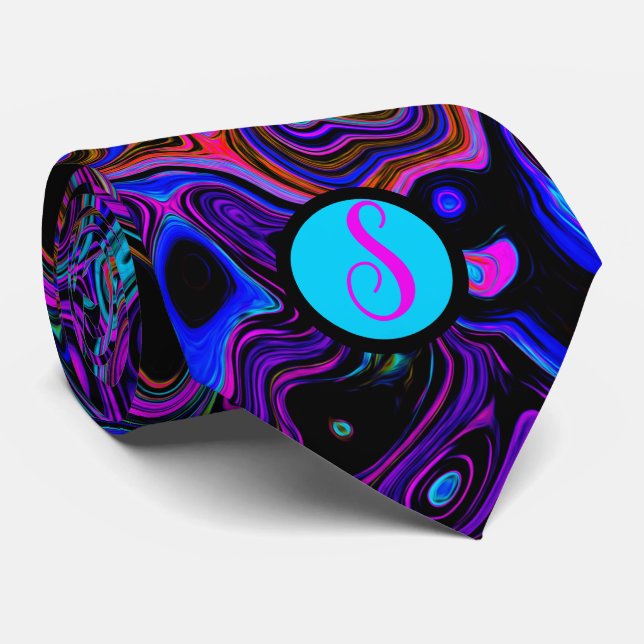 Gravata Roxo e preto personalizados monogramados (Rolled)