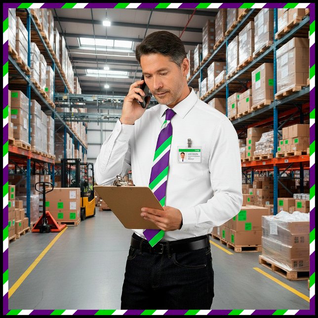 Gravata [Roxo e Verde] Listras Negrito (The back of this tie is set to purple by default but you may change it to any color you like. )