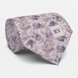Gravata Roxo Lilás Suave Redemoinho Botânico Vintage
