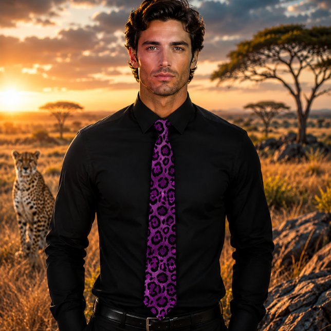 Gravata Roxo Vibrante Leopardo (Criador carregado)