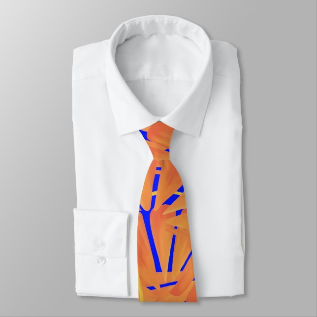 Gravata Royal Blue E Citrus Orange Art Design (Amarrado)