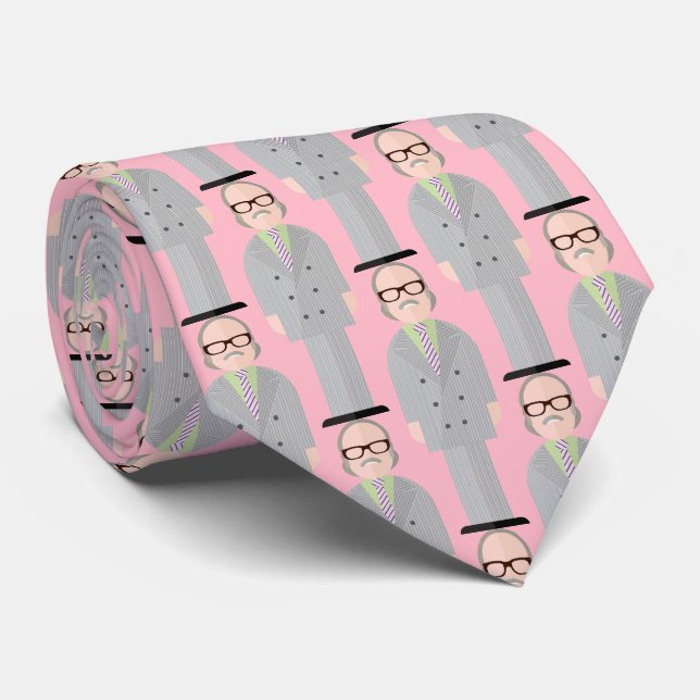 Gravata Royal – Eccentric Character Pattern Tie (Pink) (Rolled)