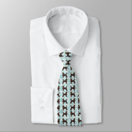 Gravata Royal Plaid Poodles with Blue Background Tie