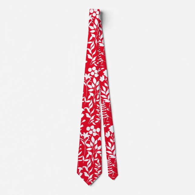 Gravata Rua Floral Azul02x4 Vermelho Branco BG (Frente)