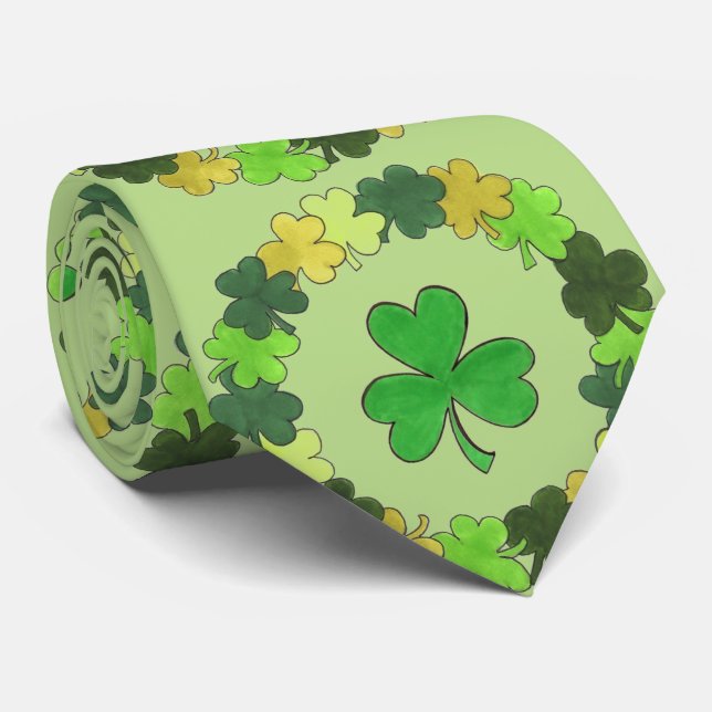 Gravata Rua irlandesa do Clover Wreath do Shamrock Verde. (Rolled)