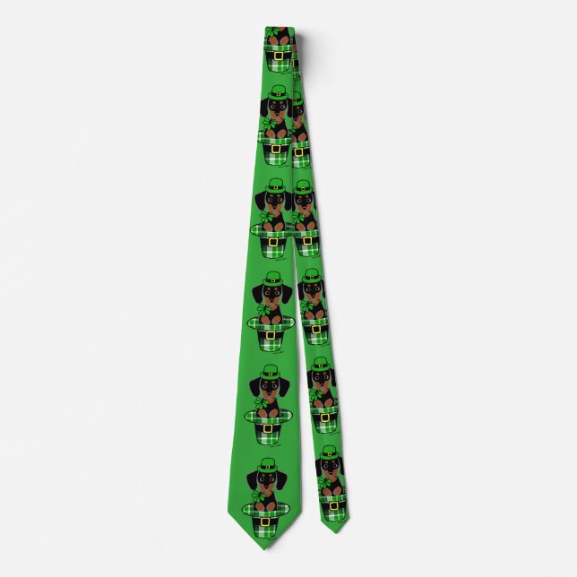 Gravata Rua Patrick Day Dachshund Cartoon 4 Tie (Frente)