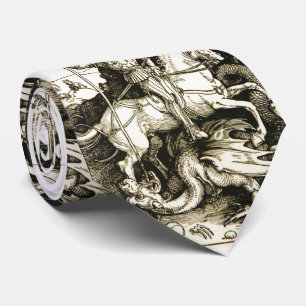Gravata RUAS. GEORGE E DRAGON, preto branco