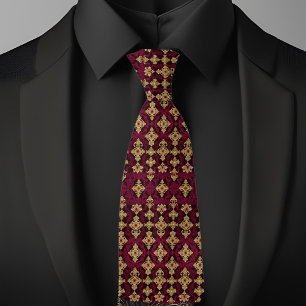 Gravata Ruby e Dourado Padrões Necktie