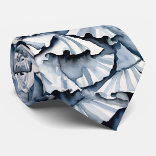 Gravata Rufos de Aquarela Azul Denim Suave
