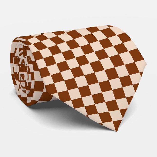 Gravata Rust brown and beige checkerboard pattern (Criador carregado)