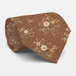 Gravata Rustic Brown Floral 