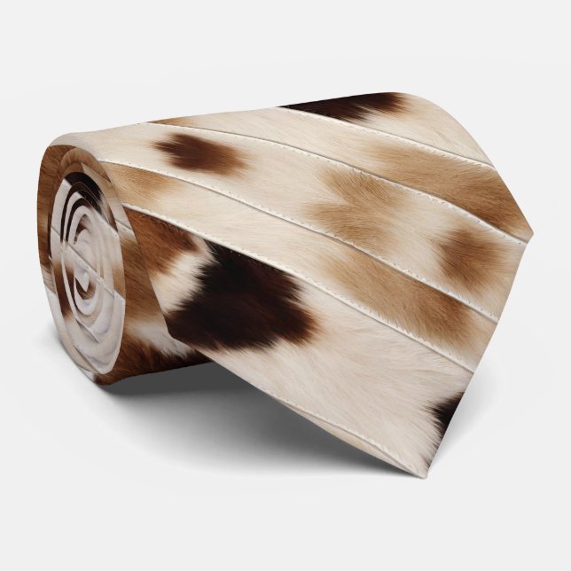 Gravata Rustic Cowboy Western Country Brown Beige Cowhide (Rolled)