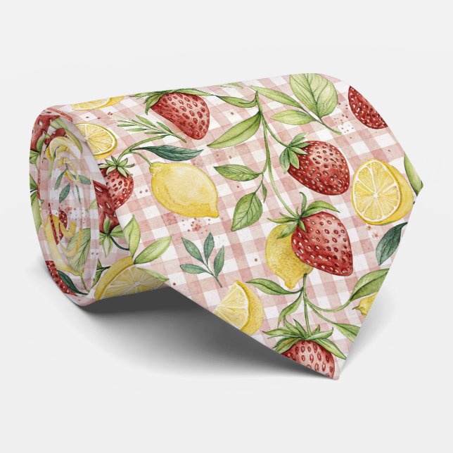Gravata Rustic Strawberry & Citrus Earthy Pattern (7) (Rolled)