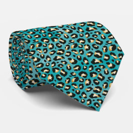 Gravata Safari Leopard Print Teal Rosetes