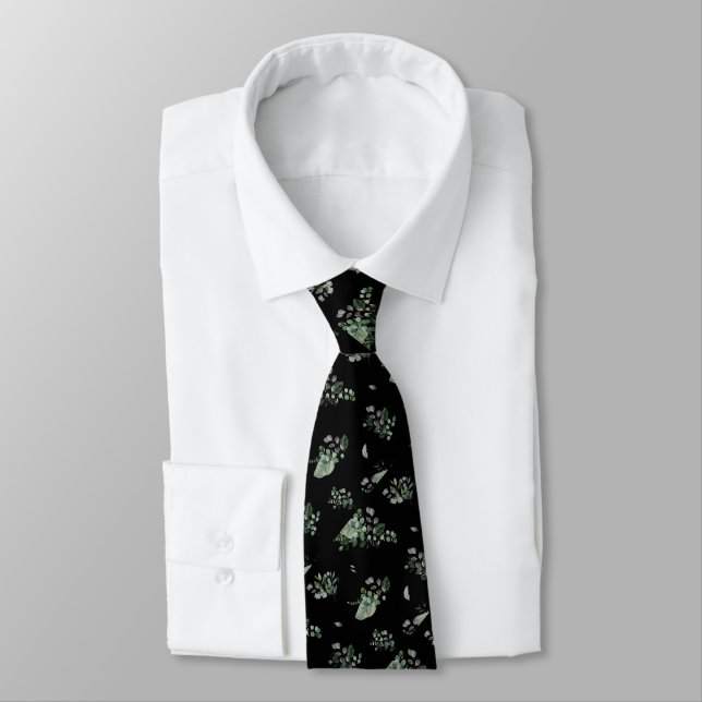 GRAVATA SAGE BLACK BOTANICAL EUCALYPTUS WHITE TIE (Amarrado)