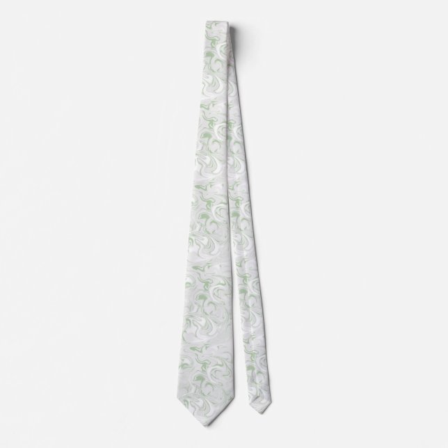 Gravata Sage Green and White Marbled Abstract  (Frente)