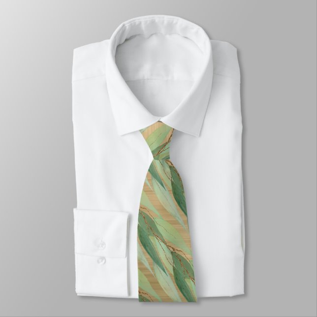 GRAVATA SAGE GREEN BOTANICAL EUCALYPTUS DOURADO TIE (Amarrado)
