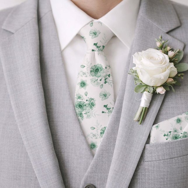 Gravata Sage Green Floral Wedding Tie (Criador carregado)