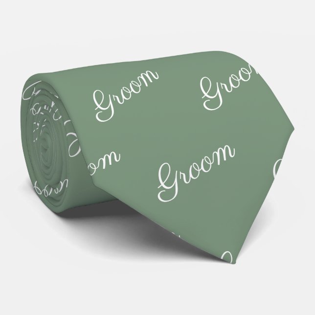 Gravata Sage green Groom scripture wedding Neck Tie (Rolled)