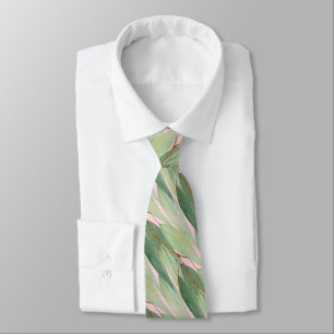 GRAVATA SAGE GREEN PASTEL PINK BOTANICAL EUCALYPTUS TIE