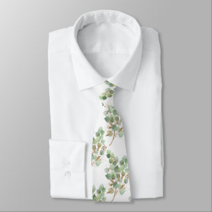 GRAVATA SAGE GREEN WHITE BOTANICAL MENS TIE