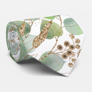 GRAVATA SAGE GREEN WHITE BOTANICAL MENS TIE