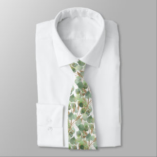 GRAVATA SAGE GREEN WHITE BOTANICAL MENS TIE
