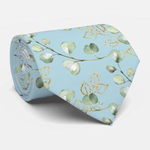 Gravata Sage Verde Dourado Eucalipto Azul de Ovo de Robin