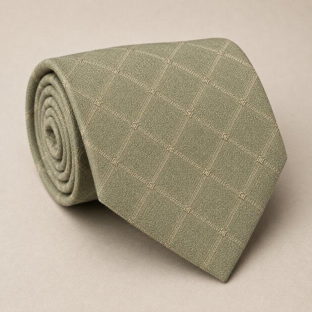 Gravata Sage Verde Xadrez Minimalista (Criador carregado)