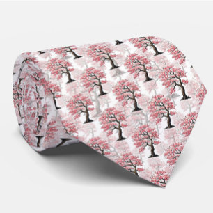 Gravata Sakura Pink Chersom Tree Design