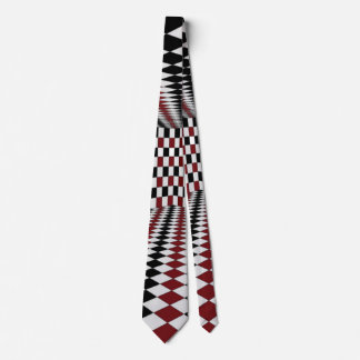Gravata Sala Xadrez Vermelho Branco e Preto Alto Contraste