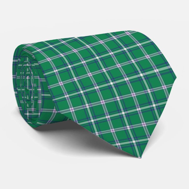 Gravata Salem Green and White Plaid Neck Tie (Rolled)