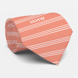 Gravata Salmon Stripes monogramas personalizados