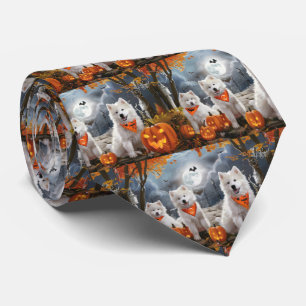 Gravata Samoyed Halloween Spooky